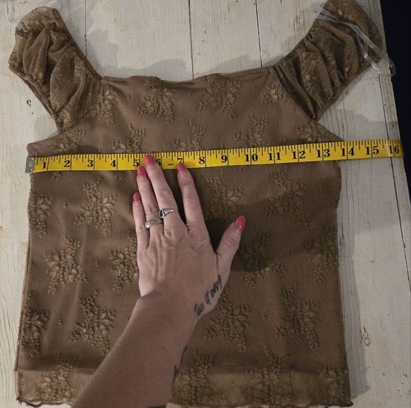 Madden Girl Medium Babydoll Brown Lace Sleeveless Top Floral Embroidery Y2k Vtg - Picture 9 of 11